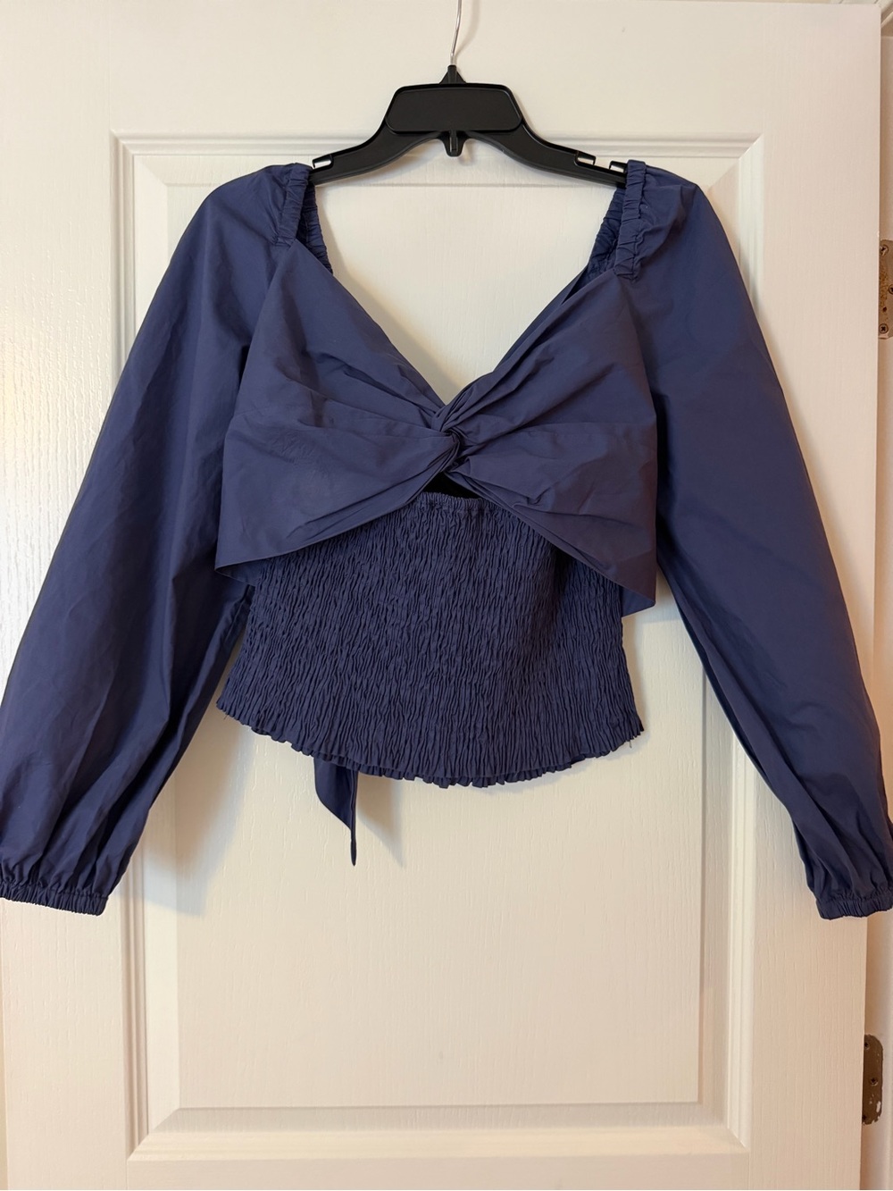 Anthro Sunday in Brooklyn Navy Back Bow-blouse size M